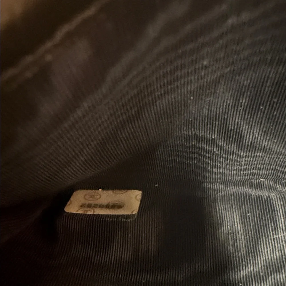 Authentic CHANEL Black Satin Quilted Clutch with Gold Logo - Picture 6 of 12